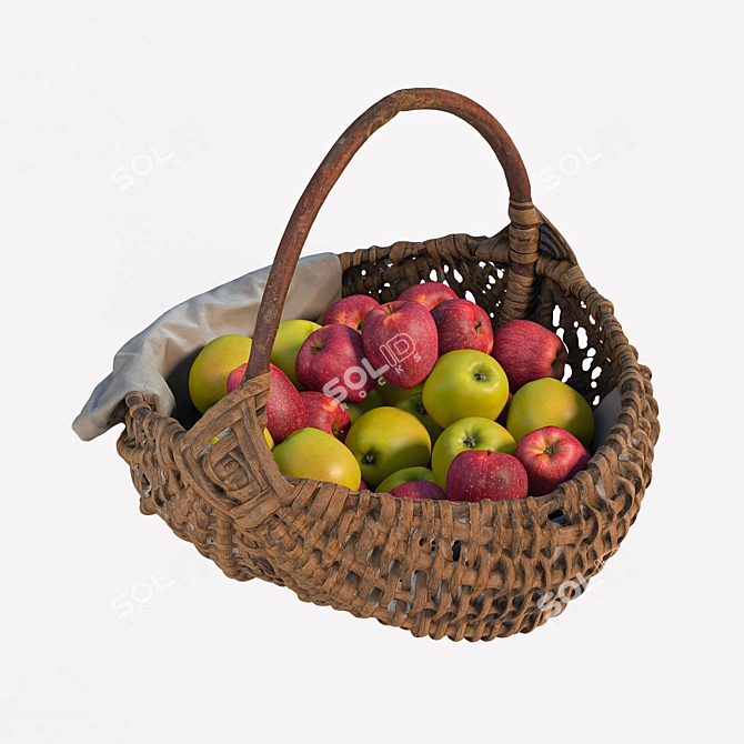 Photogrammetry Basket with Apples 3D model image 9