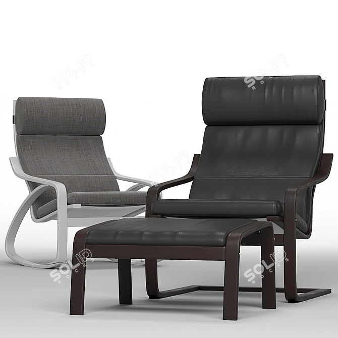 Corona-Supported Poing Armchair, 4 Upholstery Options 3D model image 1