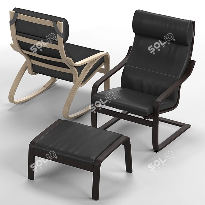 Corona-Supported Poing Armchair, 4 Upholstery Options 3D model image 3