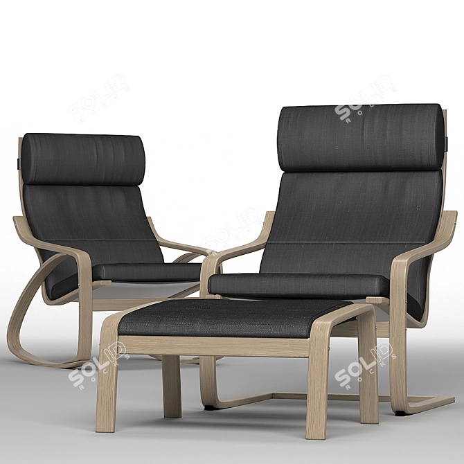 Corona-Supported Poing Armchair, 4 Upholstery Options 3D model image 4