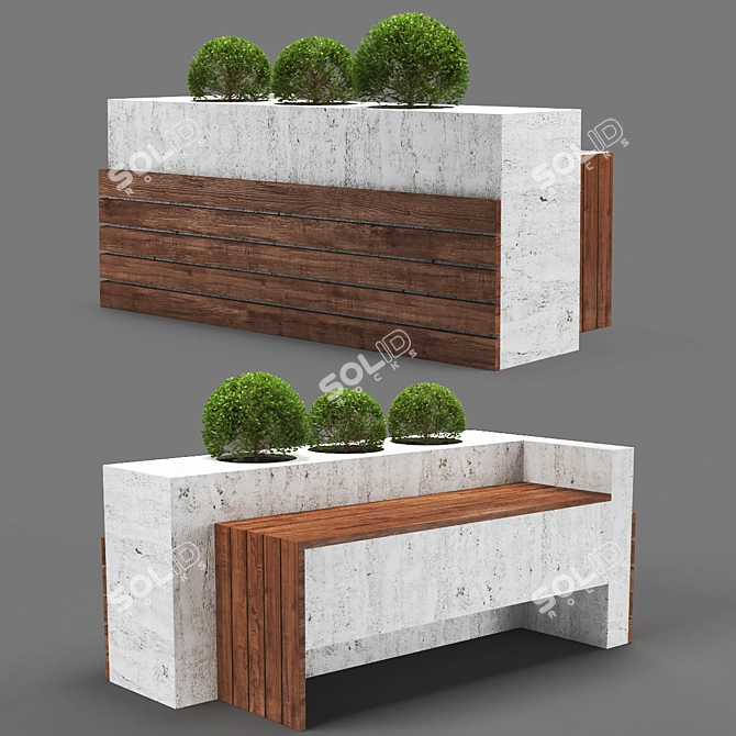 Unique Design Bench - 70x142x84 3D model image 1