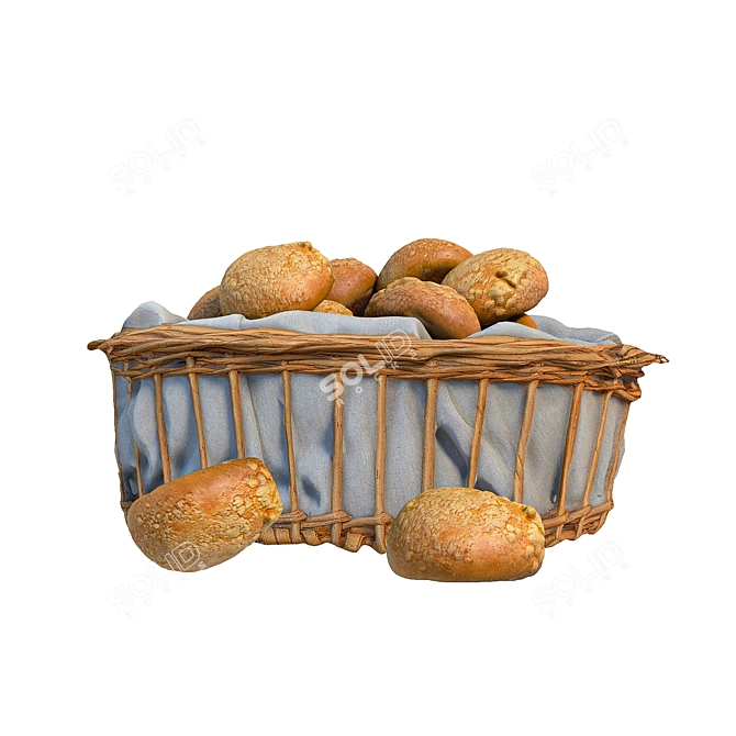 Delicious Baking Basket 3D model image 3