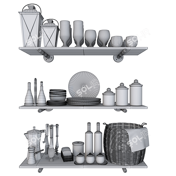 Essential Kitchenware Set 3D model image 5