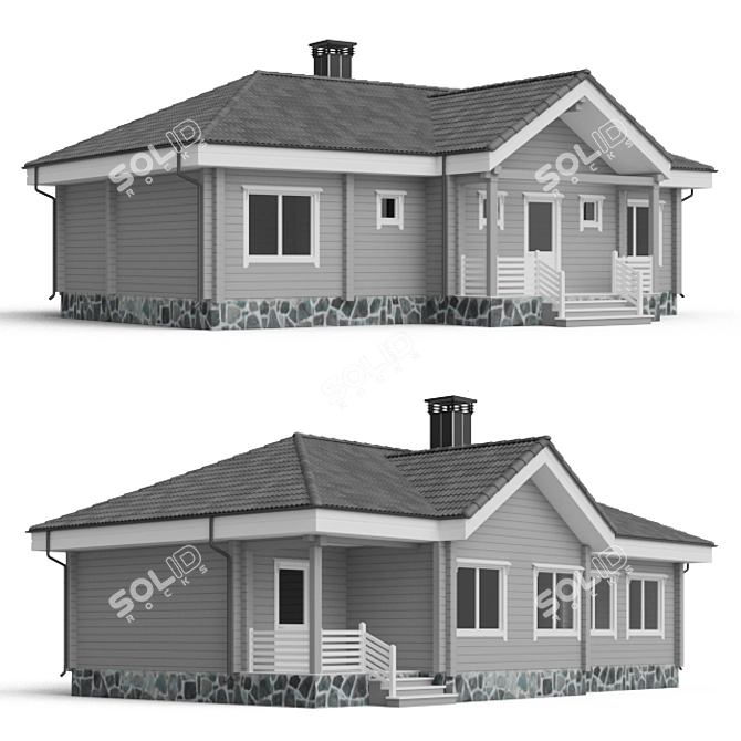 Cozy Log Cabin 3D model image 1