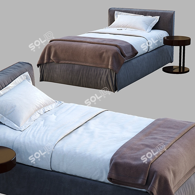 Meridiani LAW Single Bed: Sleek and Stylish 3D model image 2