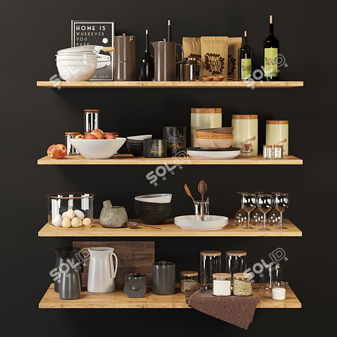 Modern Kitchen Set: 3D Model 3D model image 1