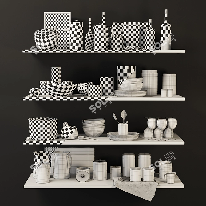 Modern Kitchen Set: 3D Model 3D model image 3