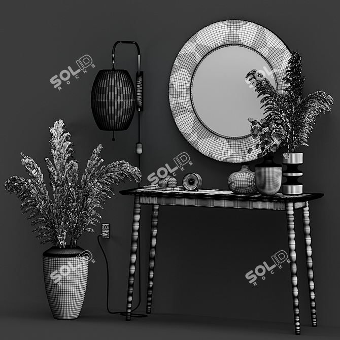 Modern Midford Console & Mirror 3D model image 5