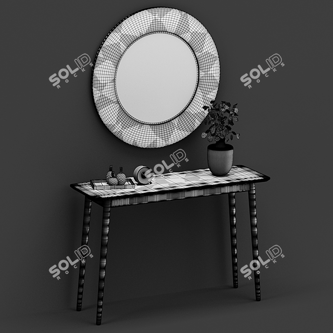 Modern Midford Console & Mirror 3D model image 11