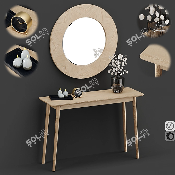 Modern Midford Console & Mirror 3D model image 12