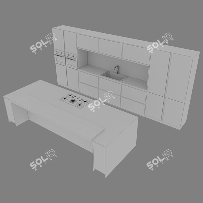 Sleek Modern Kitchen Design 3D model image 3