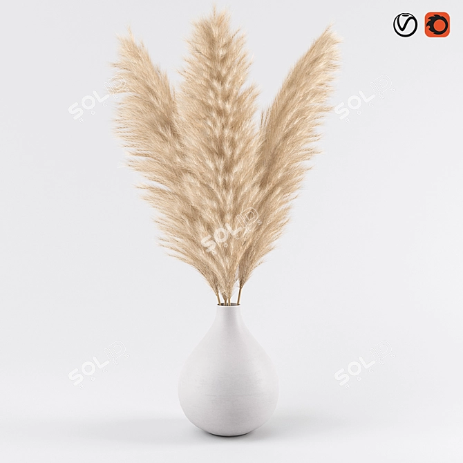 Elegant Pampas Display in Vase 3D model image 1