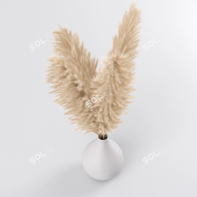 Elegant Pampas Display in Vase 3D model image 2