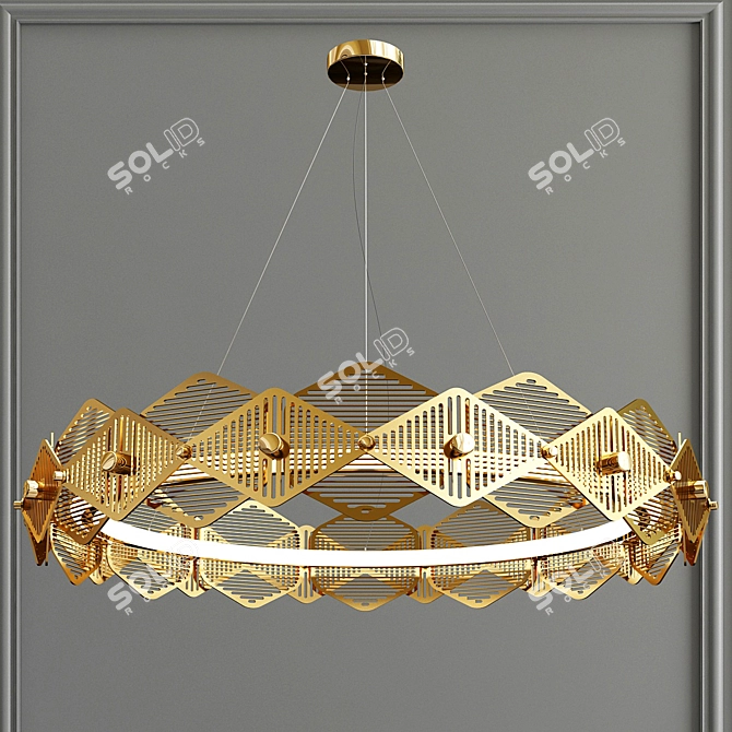 Elegant Gold DROPLET & BRILL Pendants 3D model image 2