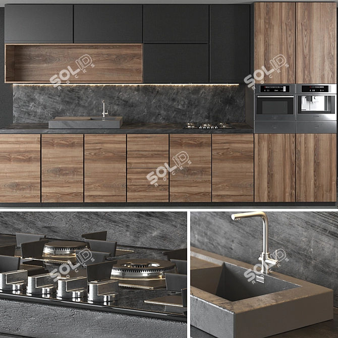 Versatile Kitchen Set: Oven, Coffee Machine, Steamers 3D model image 1