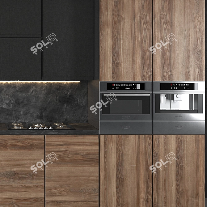 Versatile Kitchen Set: Oven, Coffee Machine, Steamers 3D model image 2