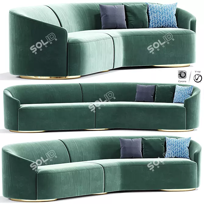 Sleek Vladimir Kagan Curve Sofa 3D model image 1