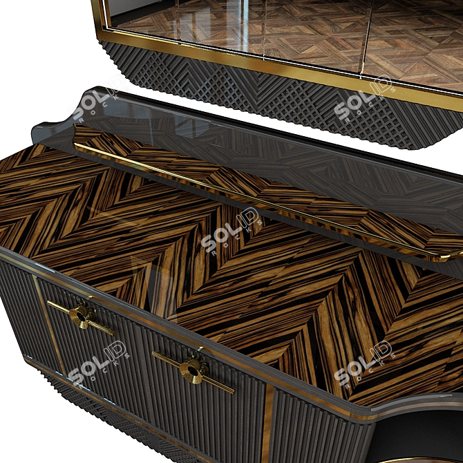 Exquisite Gold Lacquer Console 3D model image 3