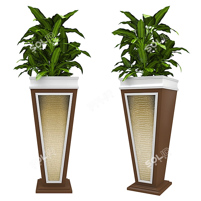 Modern Geometric Plant Vase 3D model image 1