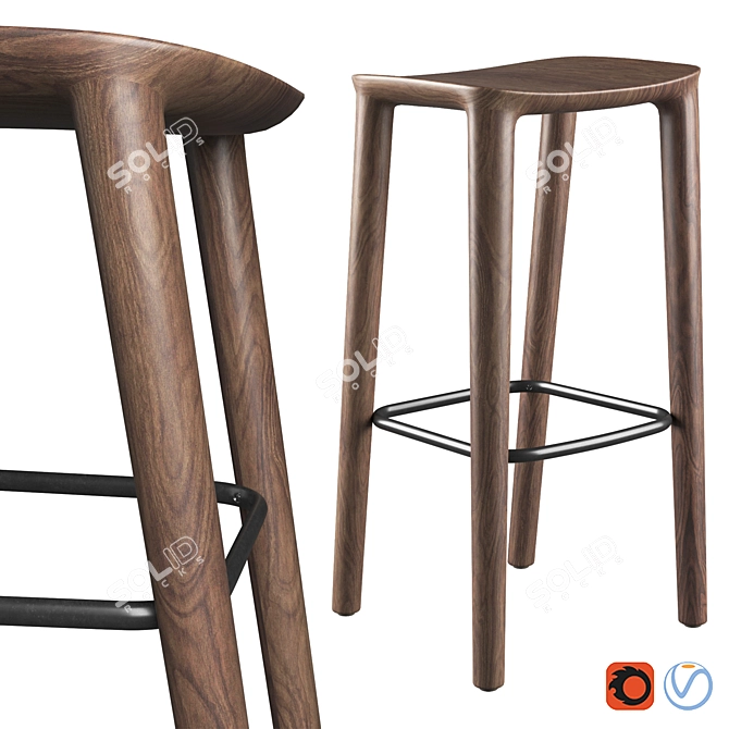 Neva Wooden Barstool: German Design Award-Winning 3D model image 2