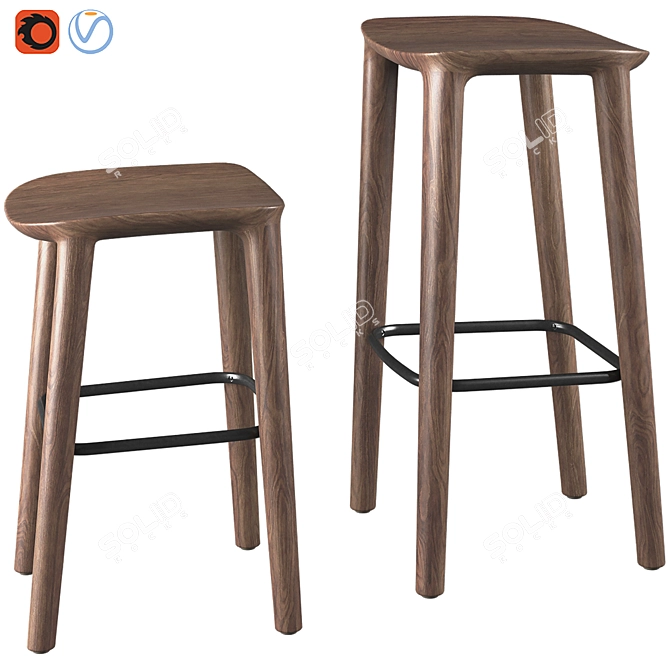 Neva Wooden Barstool: German Design Award-Winning 3D model image 3