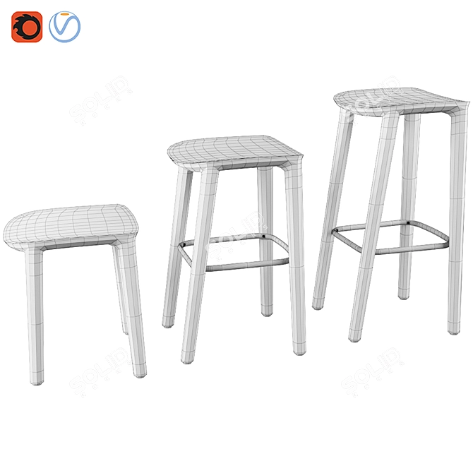 Neva Wooden Barstool: German Design Award-Winning 3D model image 5