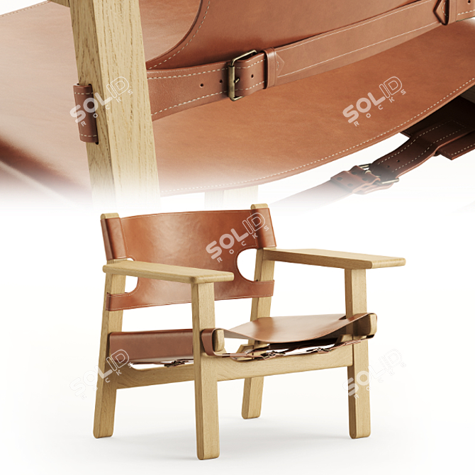 Stylish Spanish Chair: Fredericia's Finest 3D model image 1