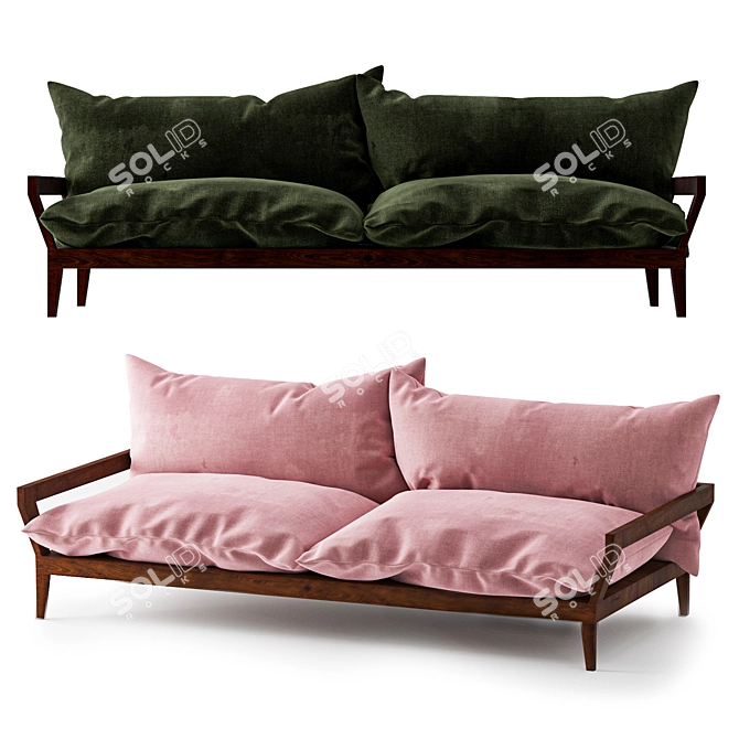Boho Chic Sofa: Stylish and Cozy 3D model image 1