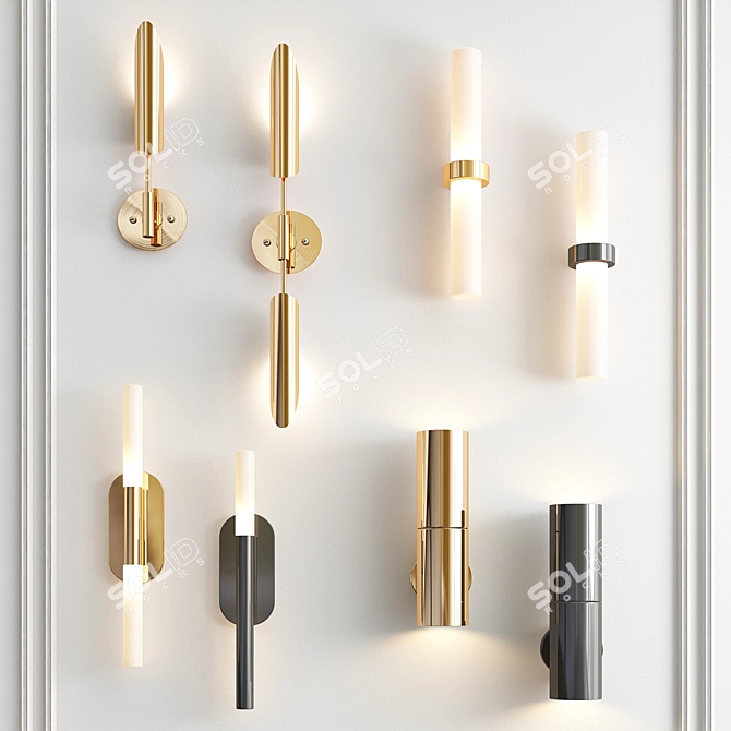 Elegant Wall Lights Set 3D model image 1