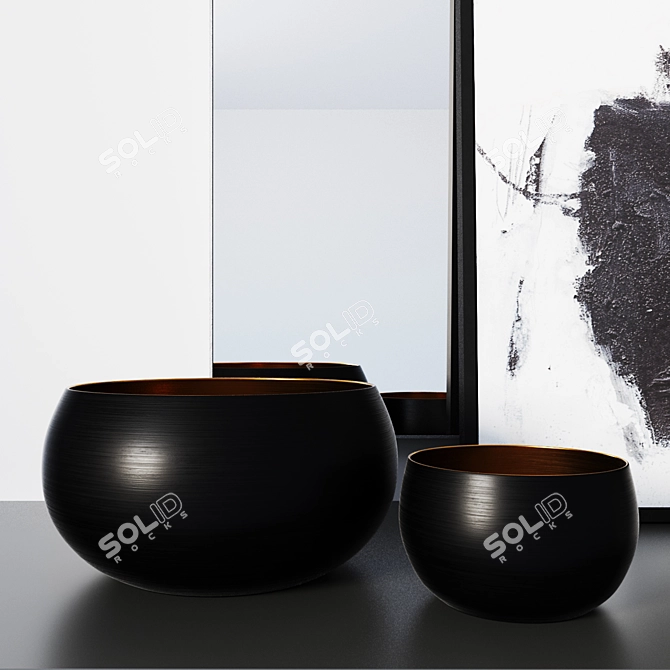 RH Decor Set: Mirror, Art, Vessels 3D model image 2