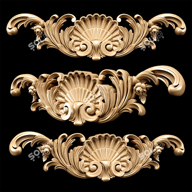 Baroque Carving Trim for CNC & Renders 3D model image 2