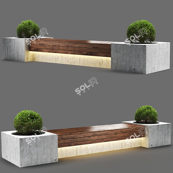 Sleek Bench1150 with Unique Design 3D model image 1