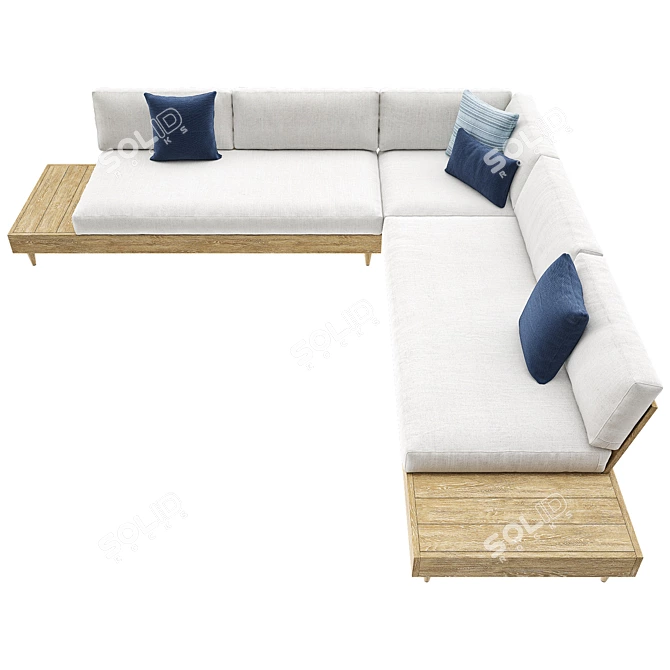 Rustic Driftwood Outdoor Sectional 3D model image 3