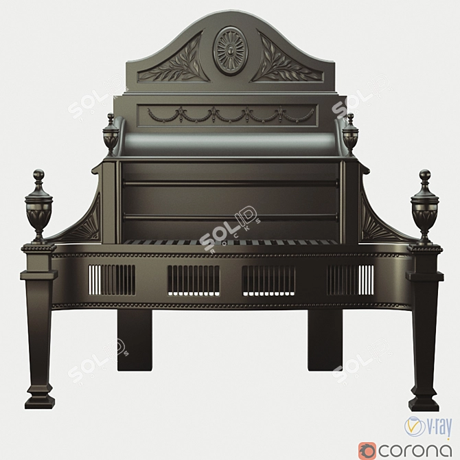 Traditional Solid Steel Fire Basket 3D model image 1