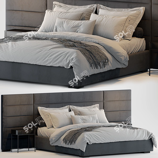 Modena Fabric Platform Bed 3D model image 1