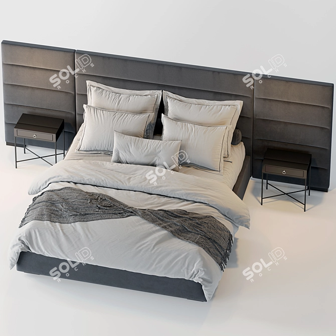 Modena Fabric Platform Bed 3D model image 2