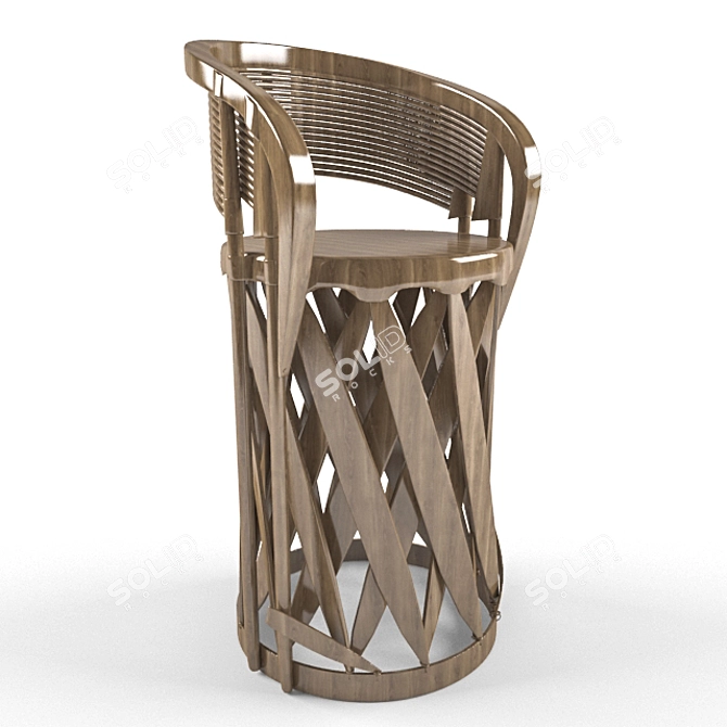 Sleek Modern Bar Stool 3D model image 1