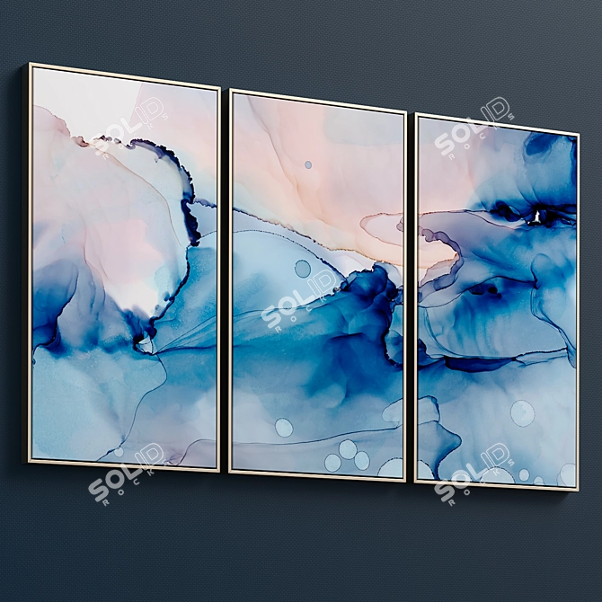 Sundance Triptych: Golden Framed Canvas 3D model image 2