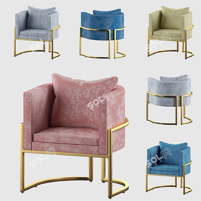 Scandinavian Wrought Iron Armchair 3D model image 1