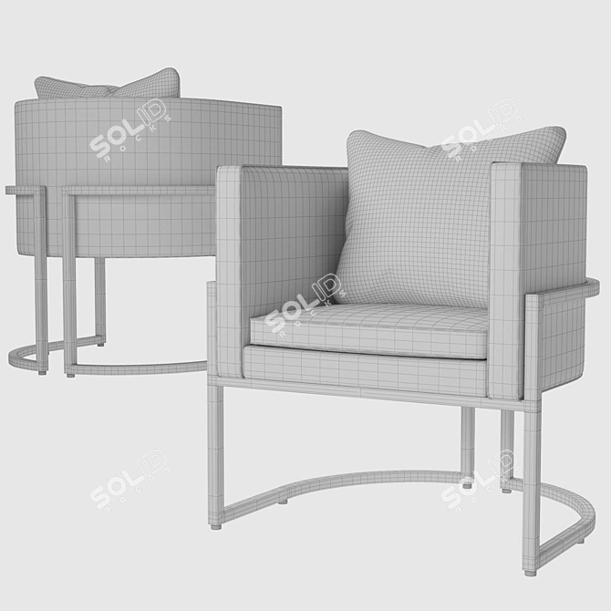 Scandinavian Wrought Iron Armchair 3D model image 2