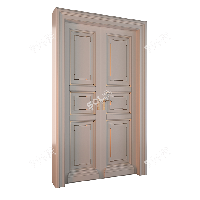 Classic Ivory Double Door with Gold Patina 3D model image 1