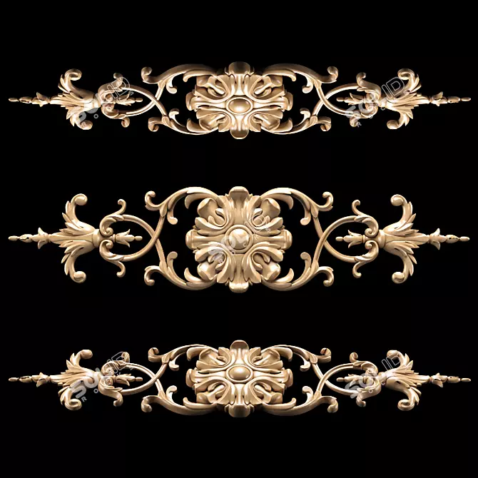 Elegant Classical Carved Trim 3D model image 1