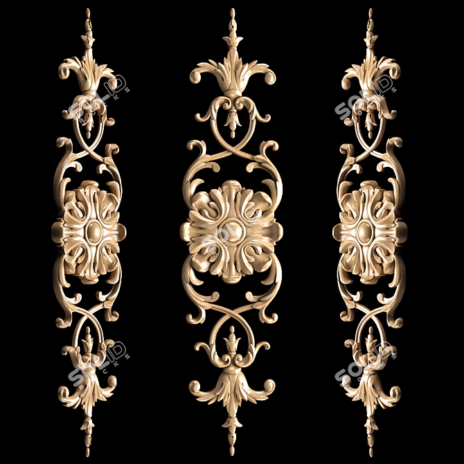 Elegant Classical Carved Trim 3D model image 2