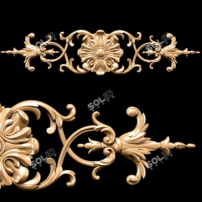 Elegant Classical Carved Trim 3D model image 3