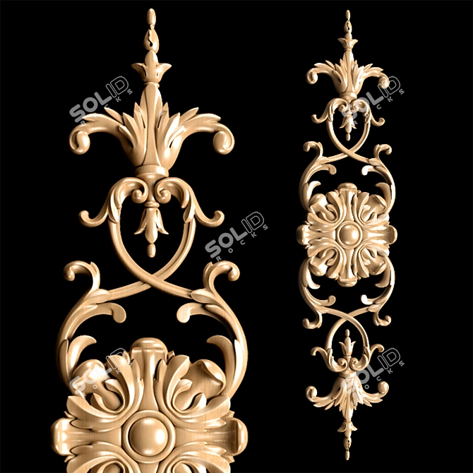 Elegant Classical Carved Trim 3D model image 4