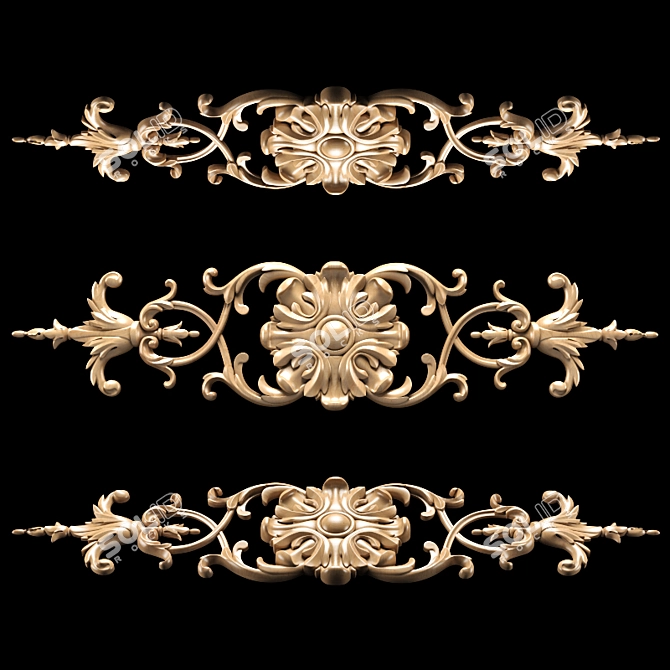 Elegant Classical Carved Trim 3D model image 6