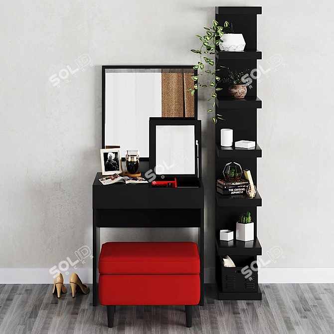 [Translation: Thank you for your purchase!]

IKEA Brimnes Dressing Table with Mirror and Ottoman 3D model image 1