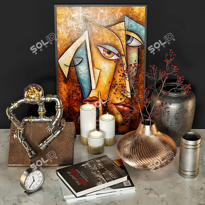 Modern Decorative Set: 2 Pieces 3D model image 2