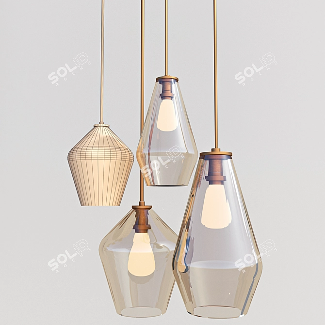 Sculptural Ombre Glass Chandelier 3D model image 1