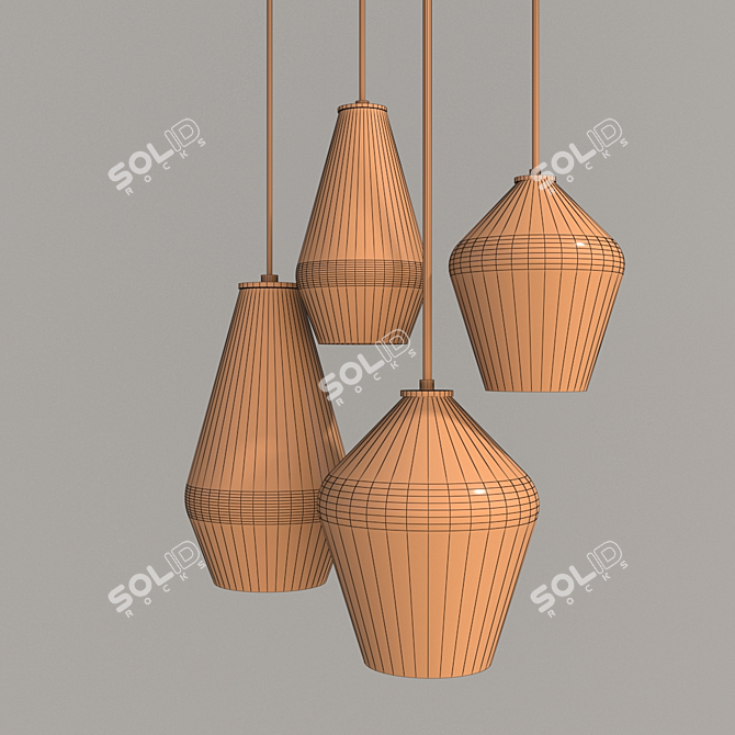 Sculptural Ombre Glass Chandelier 3D model image 3